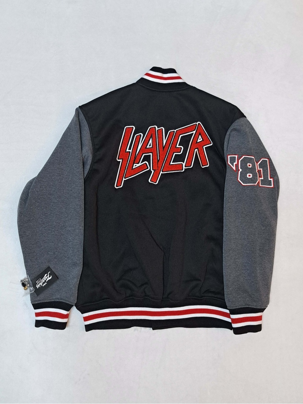 Slayer Band Logo Varsity Fleece Button Front Jacket - Men's size MEDIUM